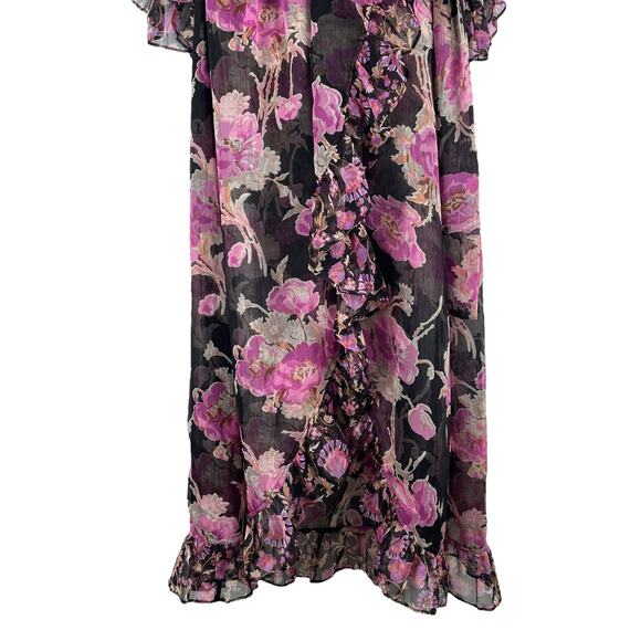MISA Los Angelos Naia Floral Print Chiffon Wrap Midi Dress Size XS - Picture 7 of 14